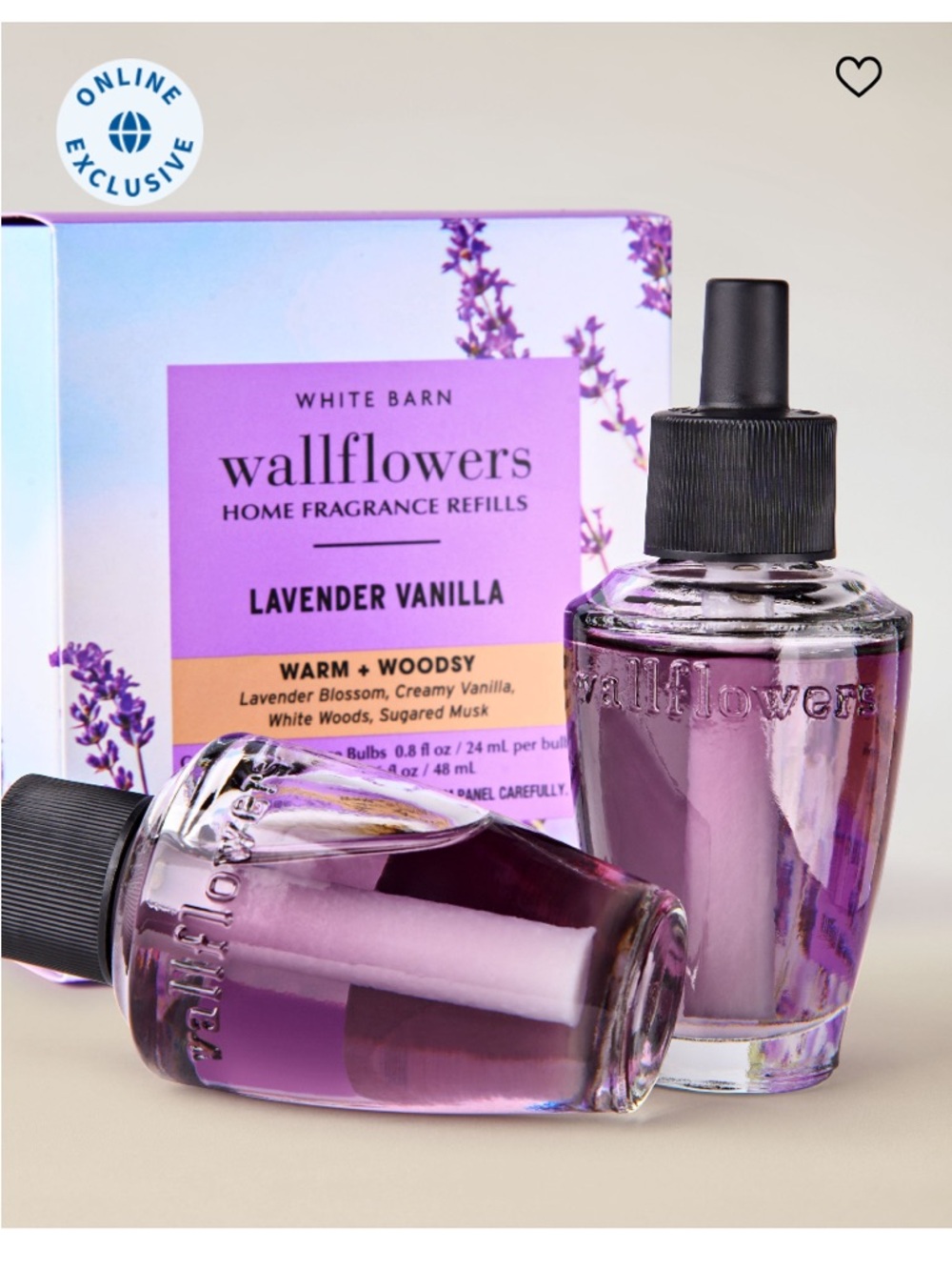 “LAVENDER VANILLA” B&BW, 2-pack Wallflowers Home Fragrance Refills, 0.8 oz, NWT